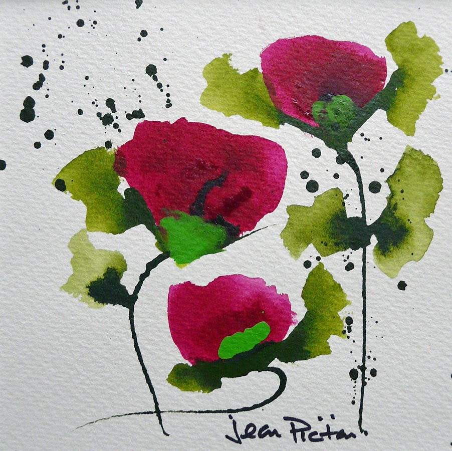 Pink Poppies by Jean Picton, Flowers