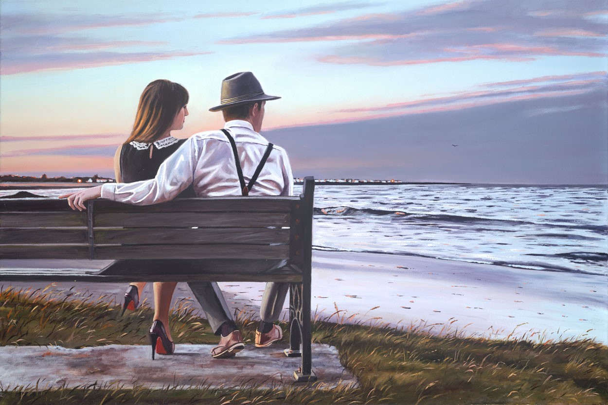 A Warm Summer Evening by Richard Blunt, Sea | Couple | Romance | Love