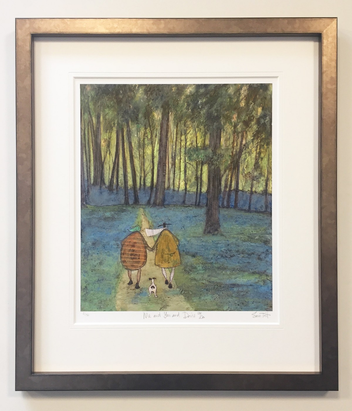 You and Me and Doris (Remarque) by Sam Toft, Figurative | Naive | Landscape | Dog | Couple | Romance