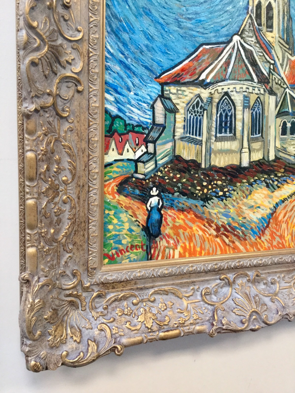 The Church at Auvers in the Style of Vincent Van Gogh by John Myatt