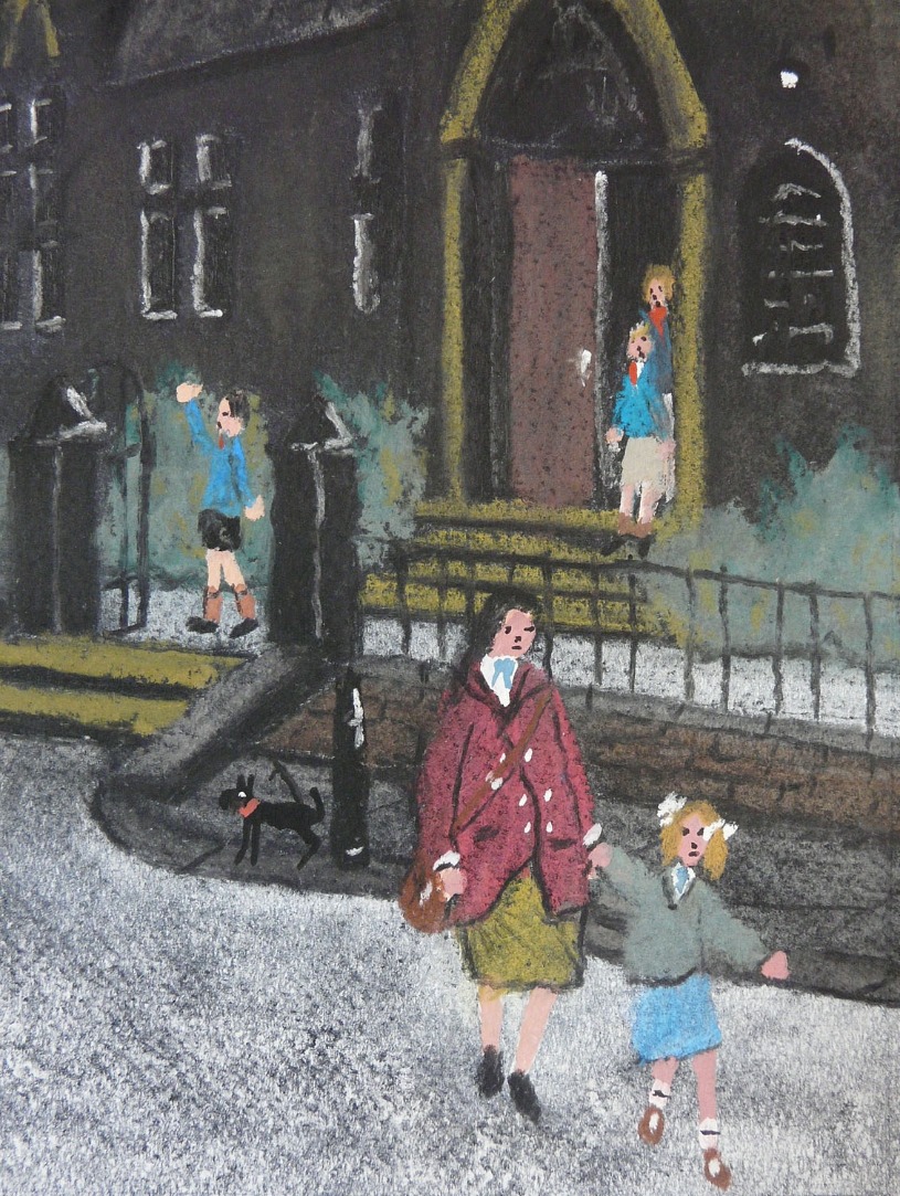 Ardsley School Scene by Allen Tortice, Children | Nostalgic | Northern | Mining | Family | Industrial | Rare | Customer Sale