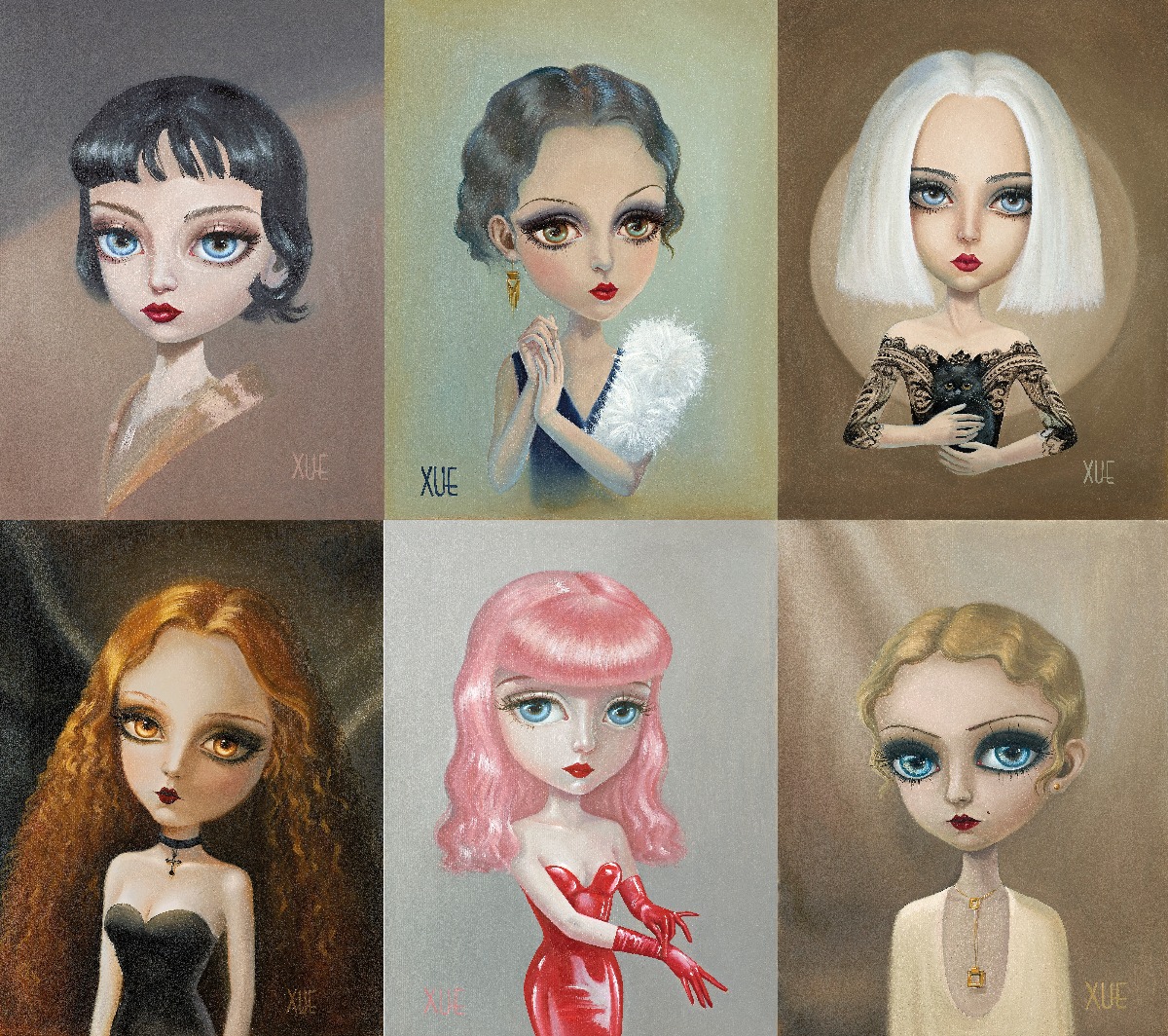 Portraits - Set of 6 Editions by Xue Wang