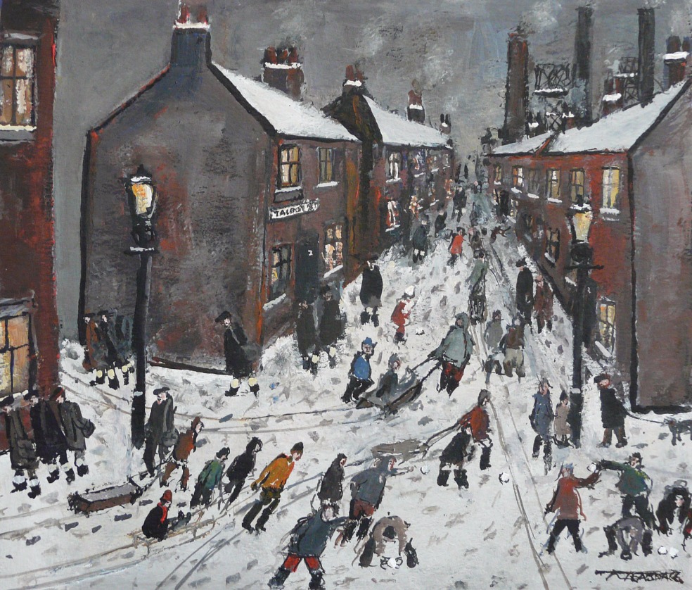 Winter has Arrived by Malcolm Teasdale, Snow | Children | Nostalgic | Northern | Mining