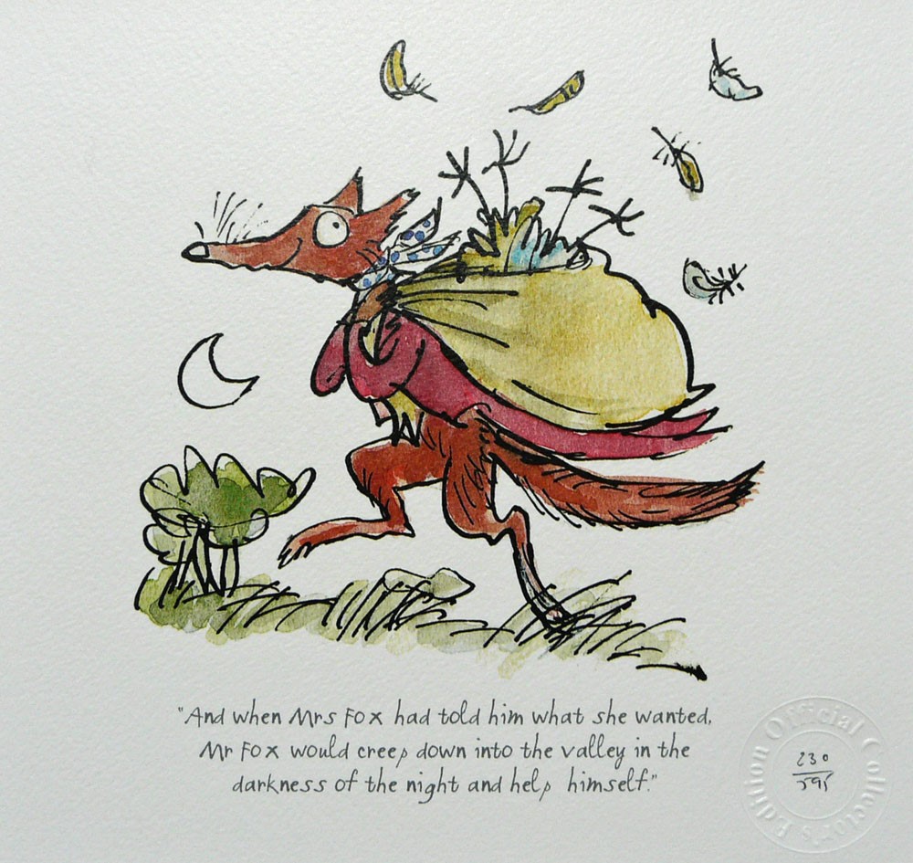 Mr Fox would creep down into the valley by Quentin Blake, Children | Nostalgic | Illustrative | Fox