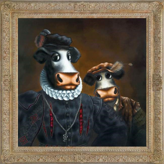 Black Udder and Bulldrick by Caroline Shotton, Humour | Cow