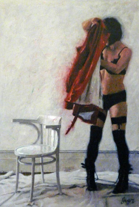 The Red Coat by Gwyn Jones, Figurative | Nude