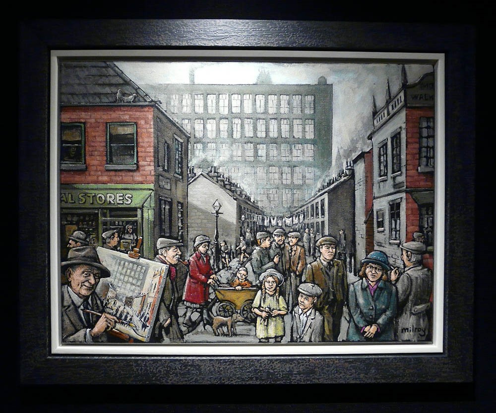 Lowry painting street scene (Pendlebury) by James Milroy, Lowry | Northern | Nostalgic | Industrial | Local