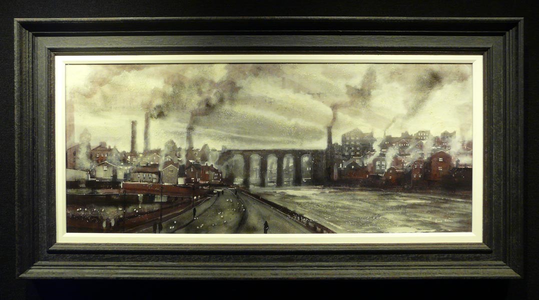 Along the Riverbank by David Bez, Transport | Train | Industrial | Landscape
