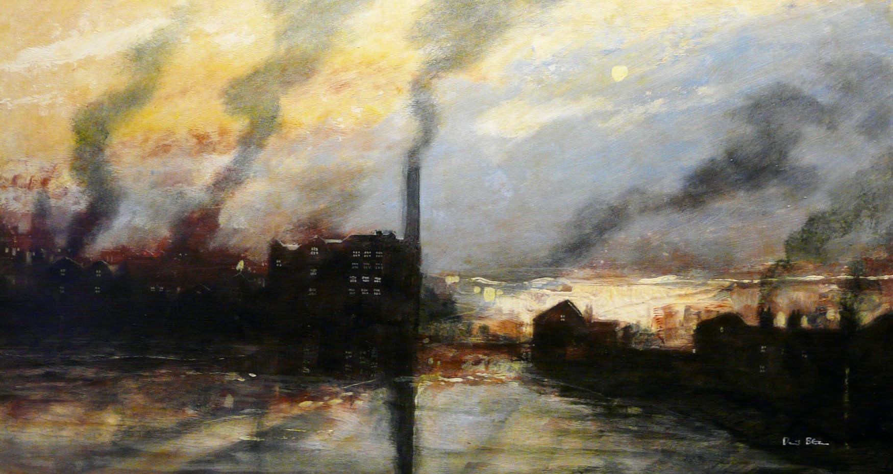 Reflections of the Mill by David Bez, Nostalgic | Northern | Industrial | Landscape