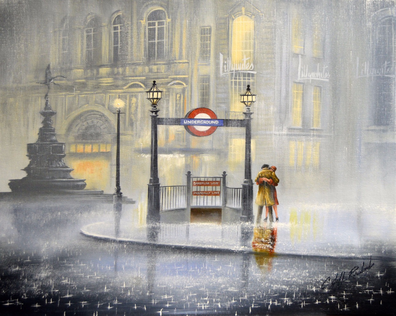 The Last Hug at Piccadilly by Jeff Rowland, Love | Romance | Water | London | Transport | Train