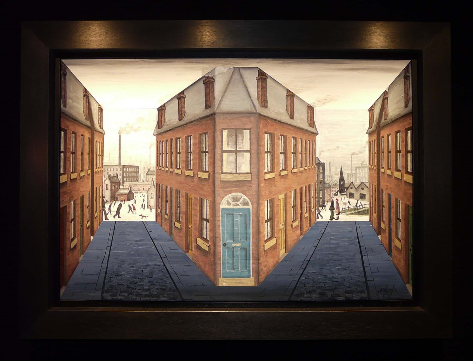 Street Scene Original by John D Wilson, Northern | Nostalgic | Lowry | Industrial | Landscape | 3D