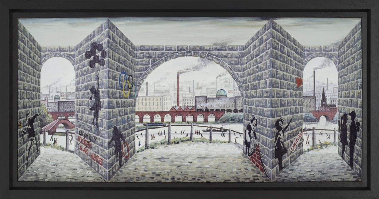 Lowry Meets Banksy by John D Wilson, 3D | Lowry | Industrial | Landscape | Train | Water
