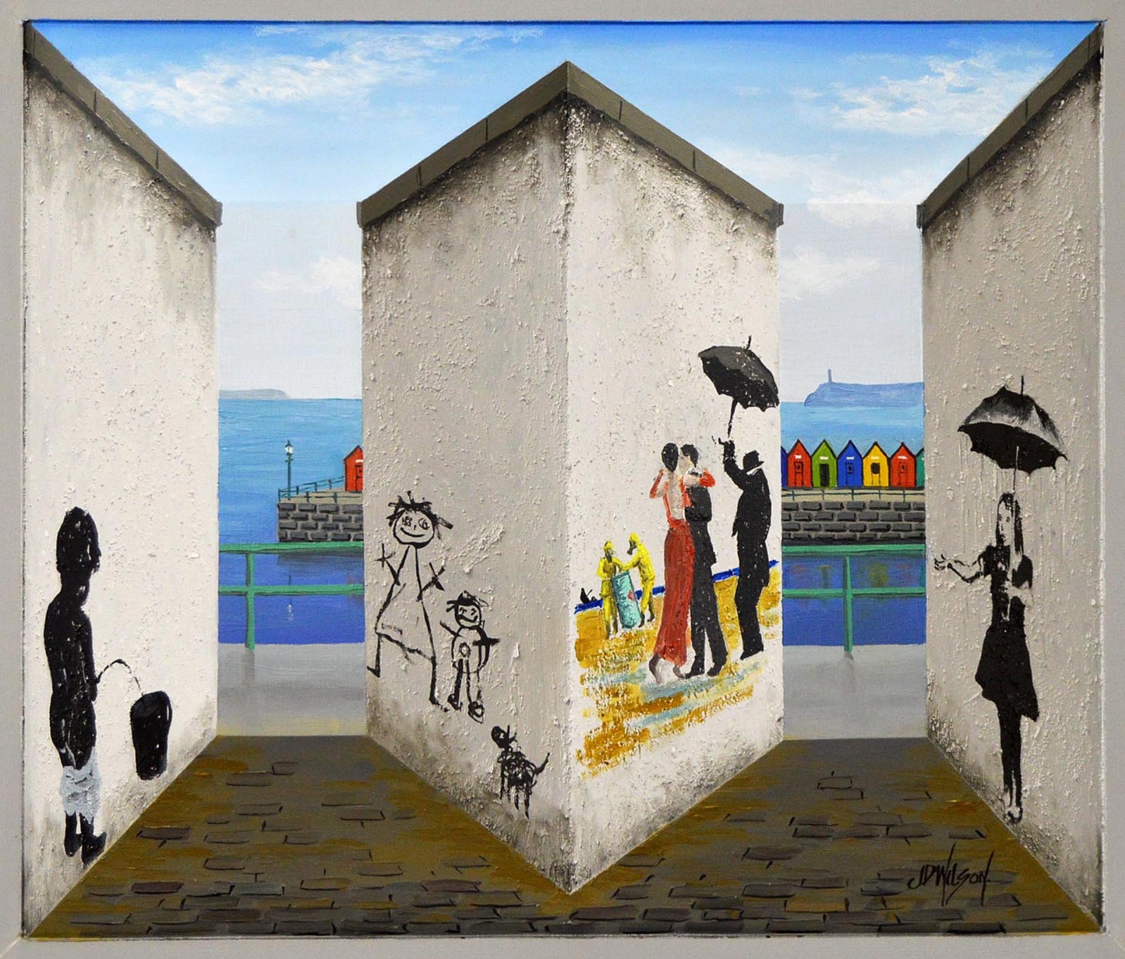 Seaside Graffiti  by John D Wilson, Sea | 3D | Water | Couple | Children