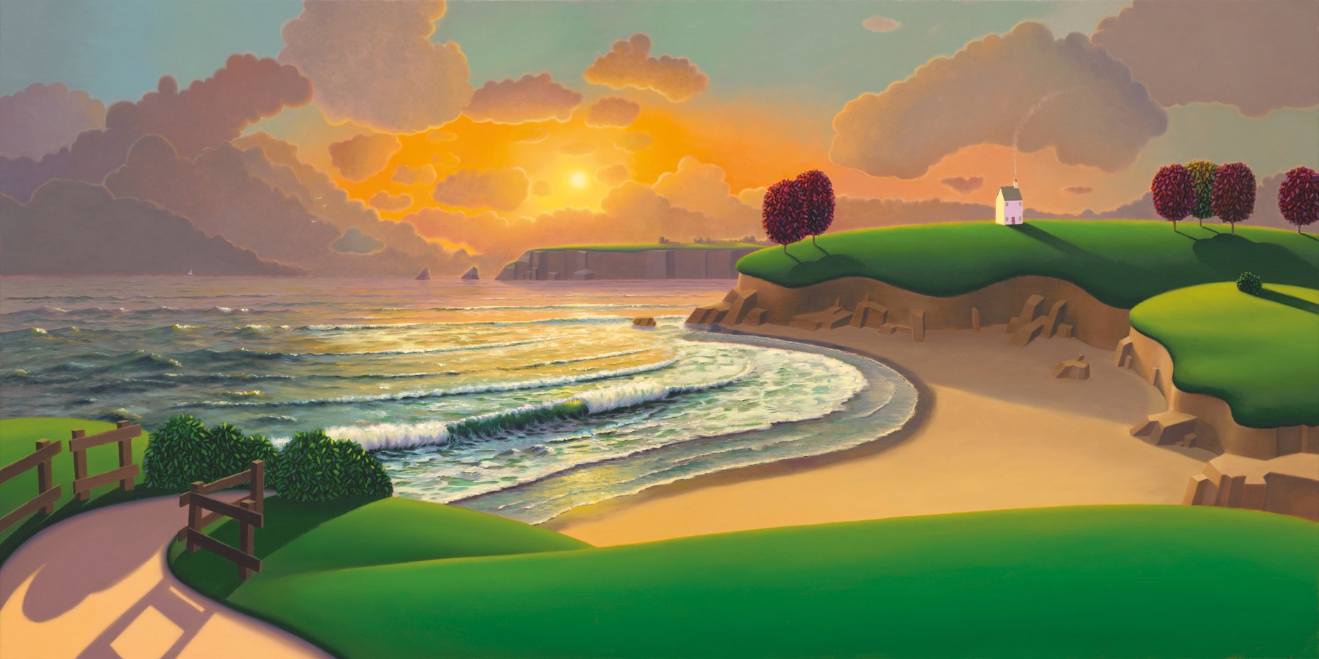 Sunset at Middle Beach by Paul Corfield, Landscape | Abstract