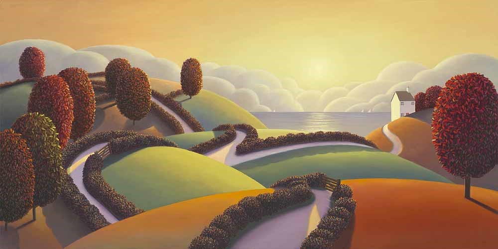 Sea View Across the Hills by Paul Corfield, Sea | Landscape | Water | Rare