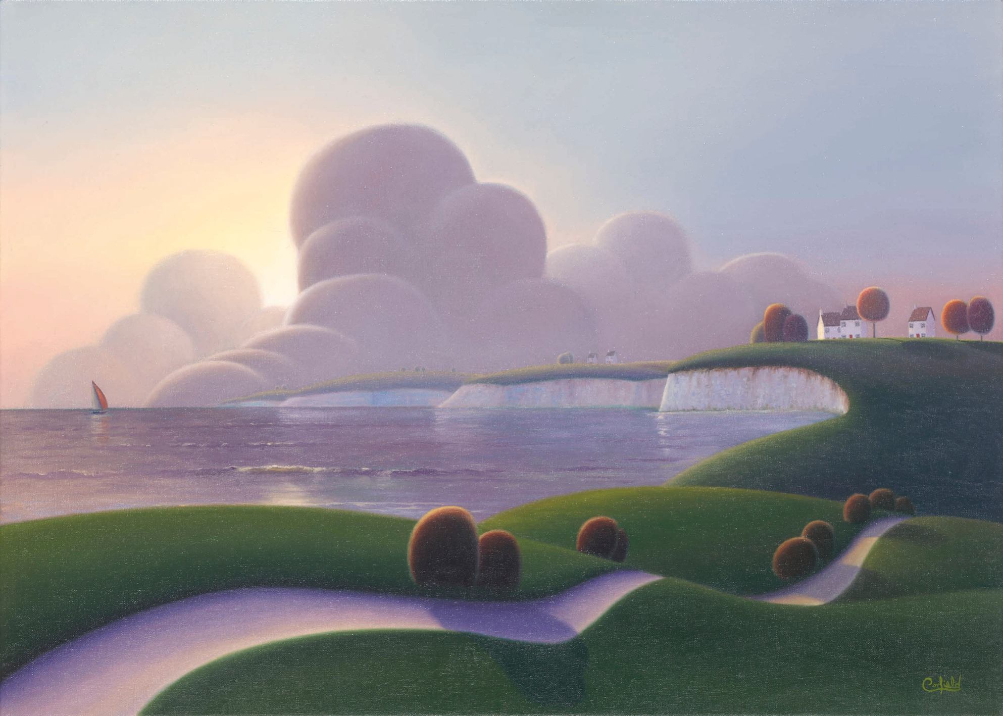 Sailing by by Paul Corfield, Landscape | Naive