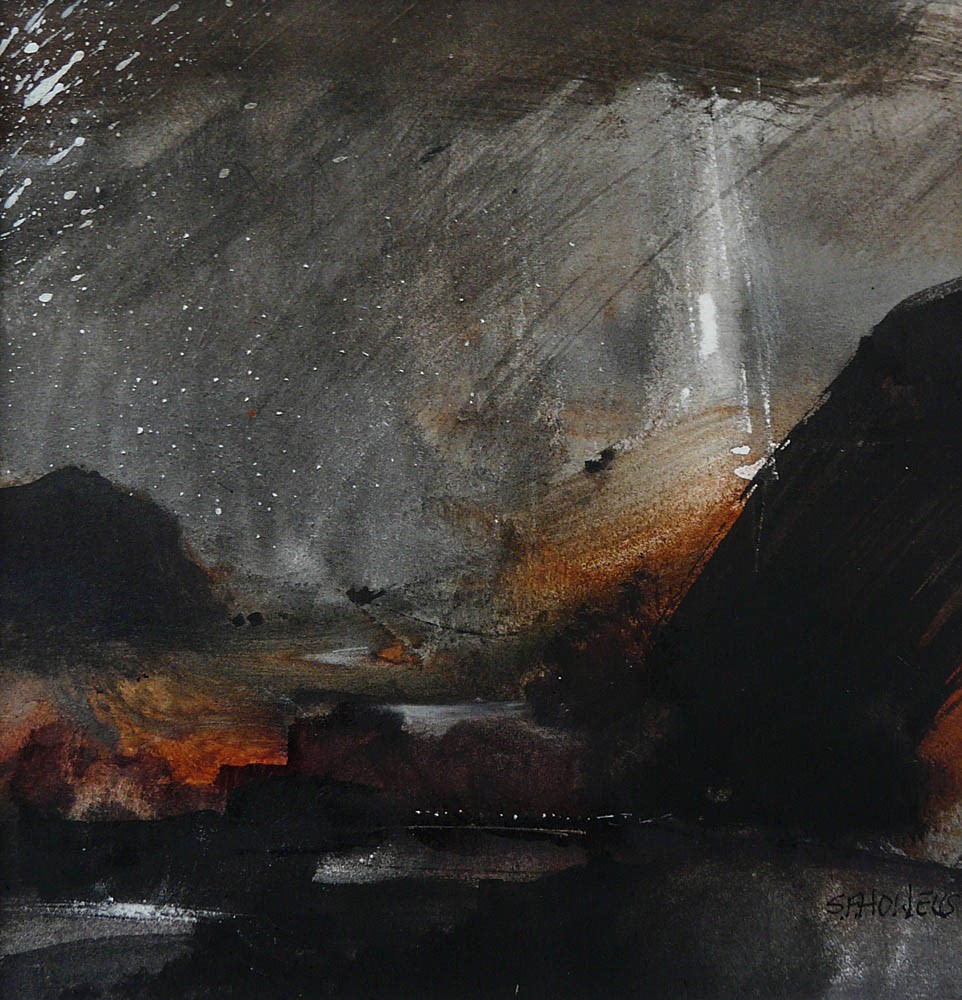 Lightening over Loch by Sue Howells, Landscape | Abstract