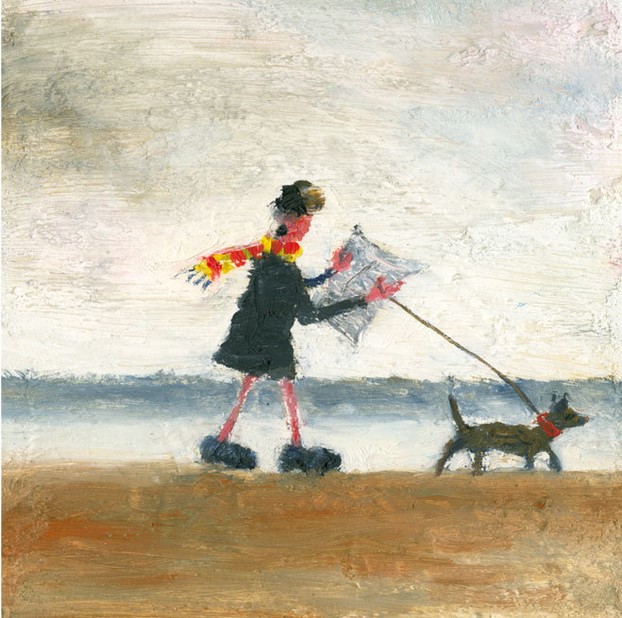 Lady Reading a Newspaper & Walking the Dog by Paul Robinson, Cards