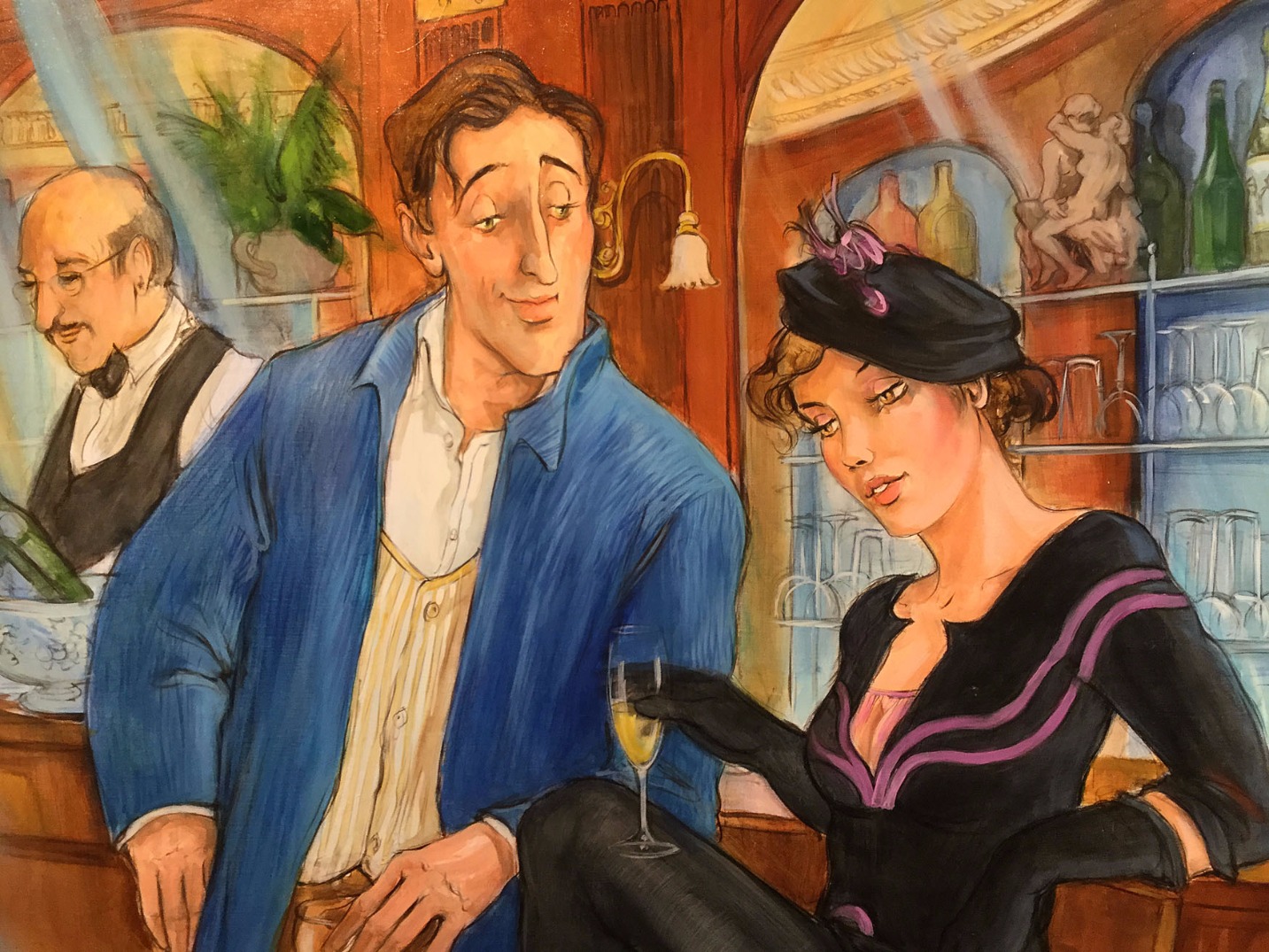 Rencontre au Bar (Meeting at the Bar) by Partarrieu, Figurative | French