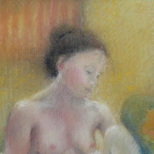 The Red Towel by Janet Treby, Figurative | Nude
