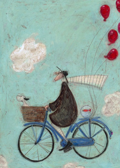 Imagination can take you Anywhere by Sam Toft, Dog | Bicycle | Nostalgic