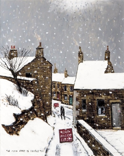 The Main Road Is Closed by Peter Brook, Figurative | Snow | Naive | Northern | Nostalgic