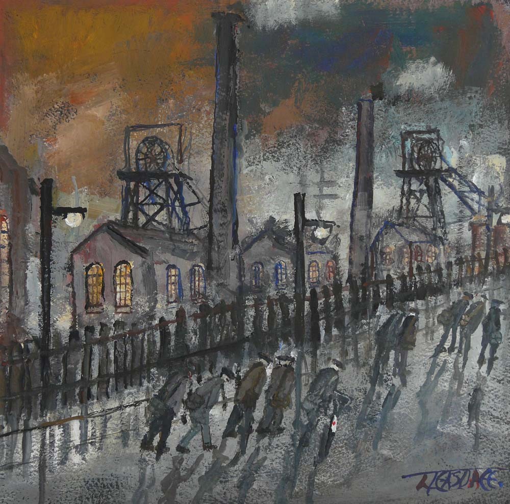 Evening Shadows by Malcolm Teasdale, Mining | Northern | Nostalgic | Bicycle