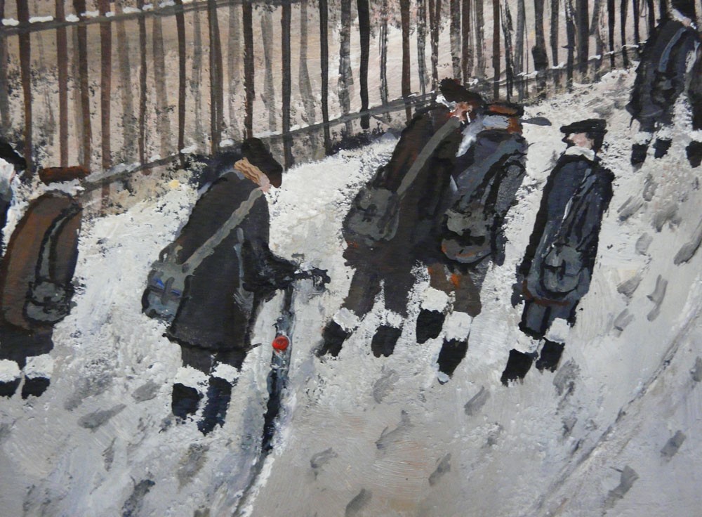 Footsteps by Malcolm Teasdale, Snow | Industrial | Landscape | Northern | Nostalgic | Figurative | Mining