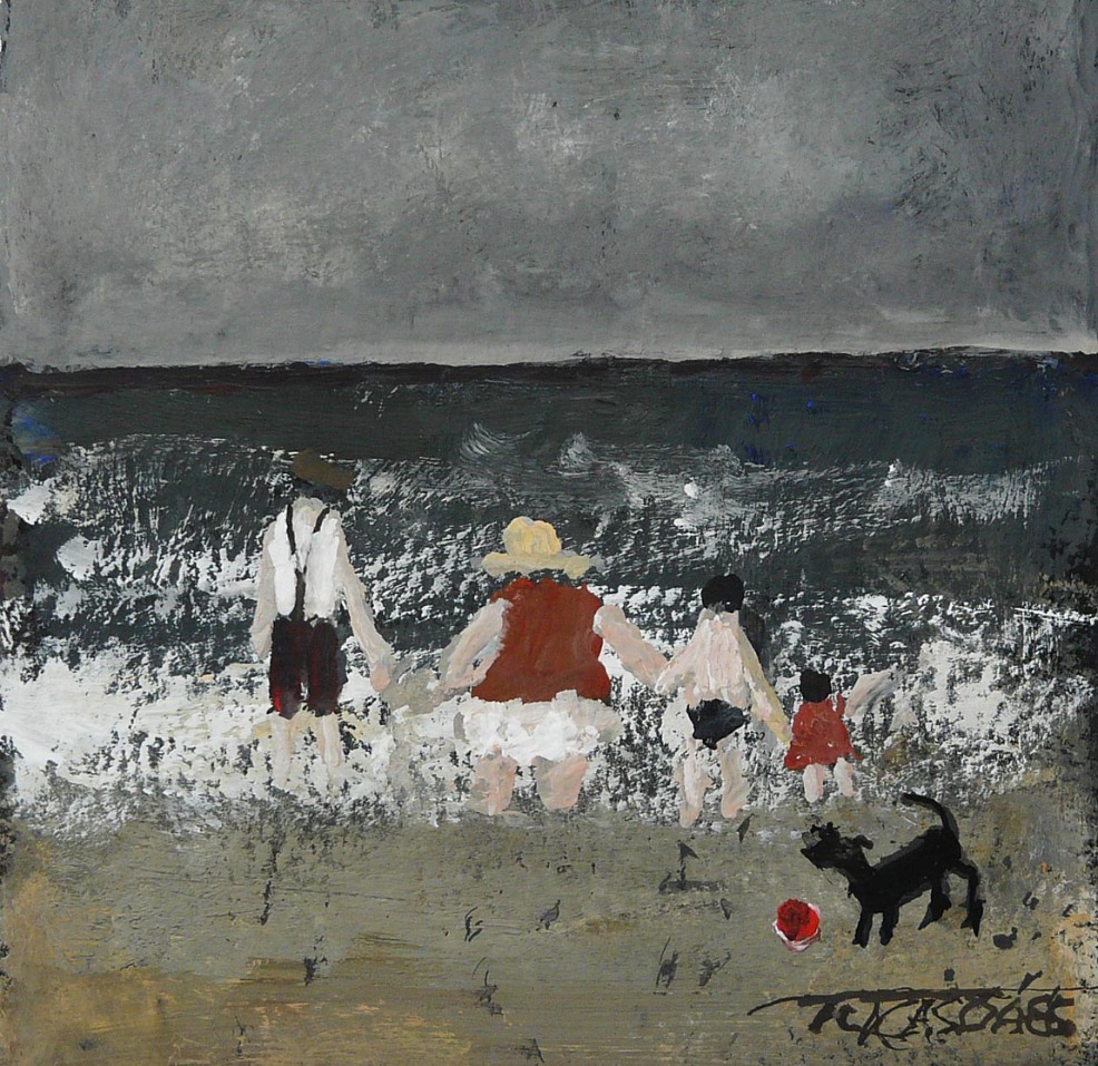 Family Dip by Malcolm Teasdale, Northern | Nostalgic | Family | Children | Sea