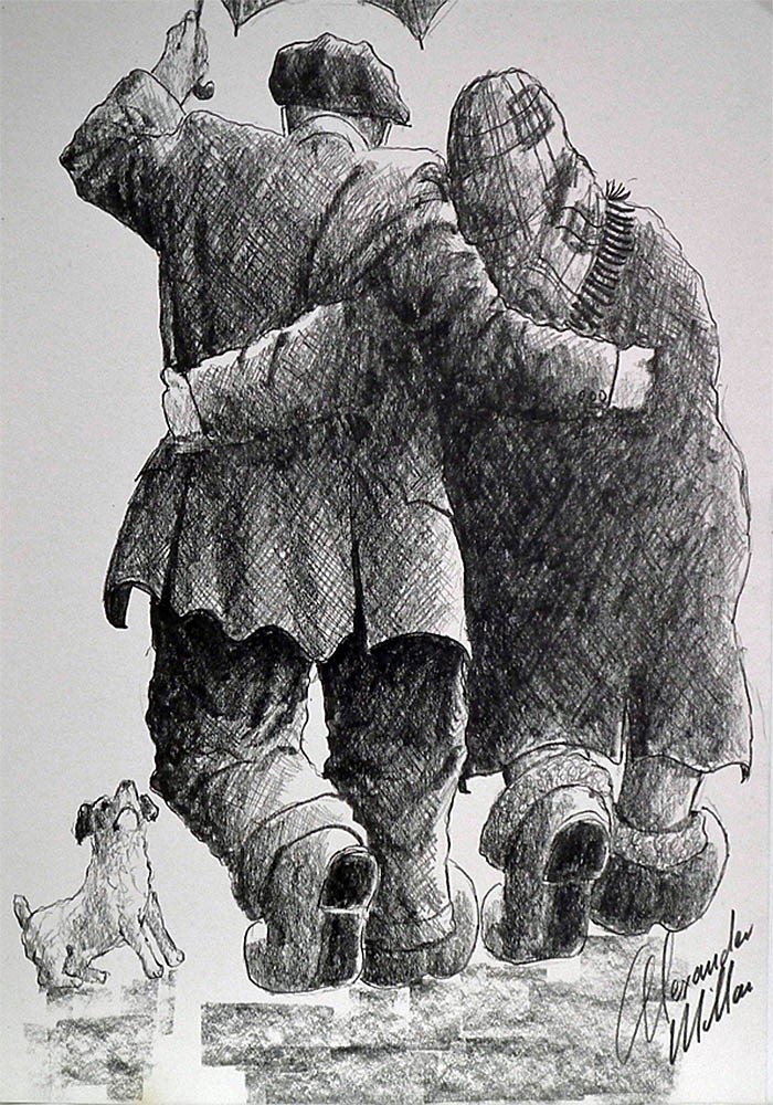 Lovely Jubbly by Alexander Millar, Northern | Nostalgic | Couple | Romance | Love | Dog | Gadgie