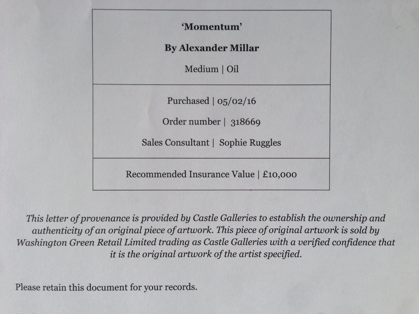 Momentum by Alexander Millar, Customer Sale | Gadgie | Nostalgic | Northern | Bicycle | Rare | Figurative