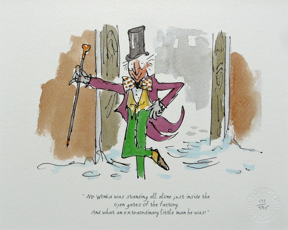 An extraordinary man he was by Quentin Blake An extraordinary man he was by Quentin Blake, Children | Nostalgic | Illustrative | Willy | Wonka | Chocolate | Charlie | Factory