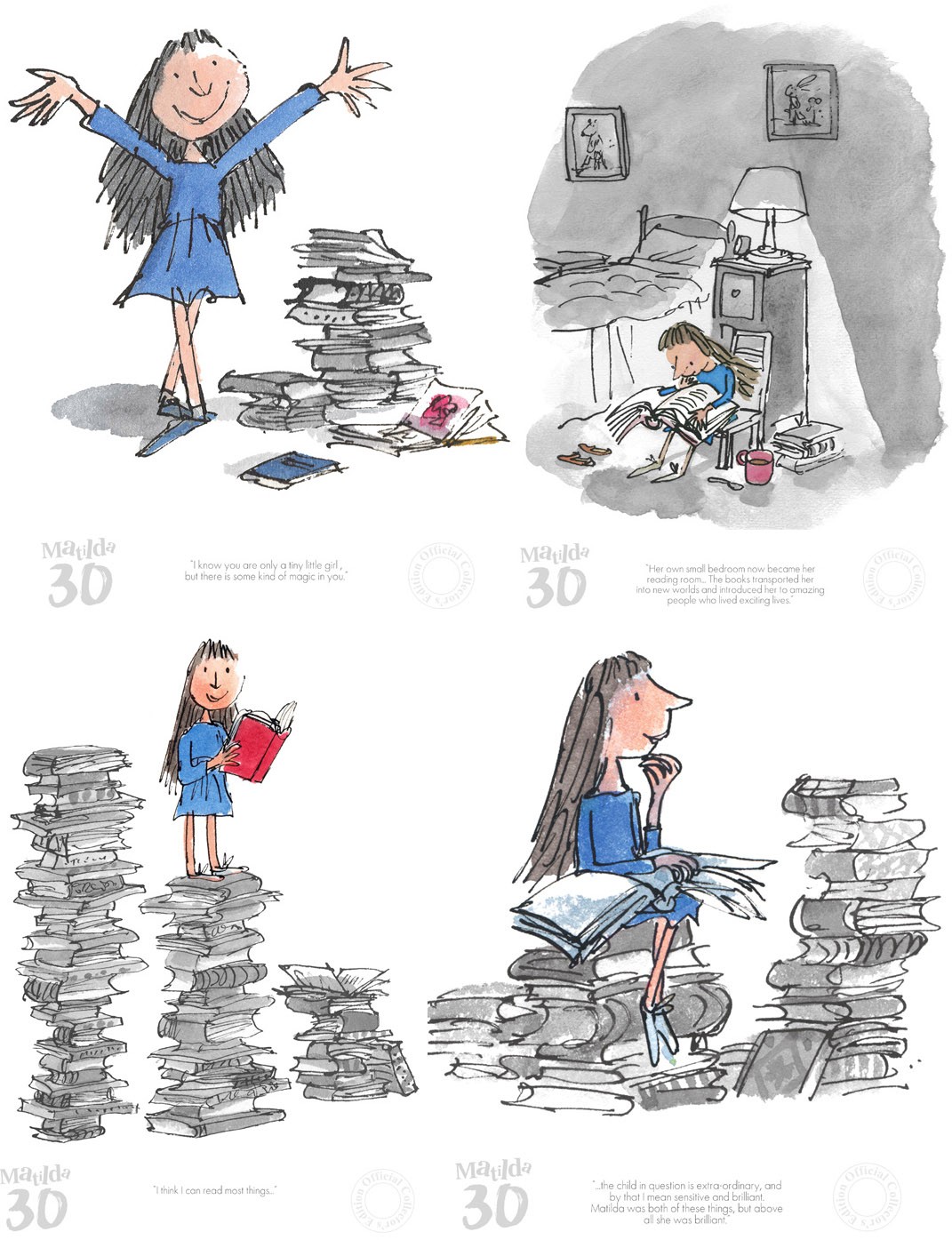 Set 88 Framed - Matilda 30th Editions by Sir Quentin Blake