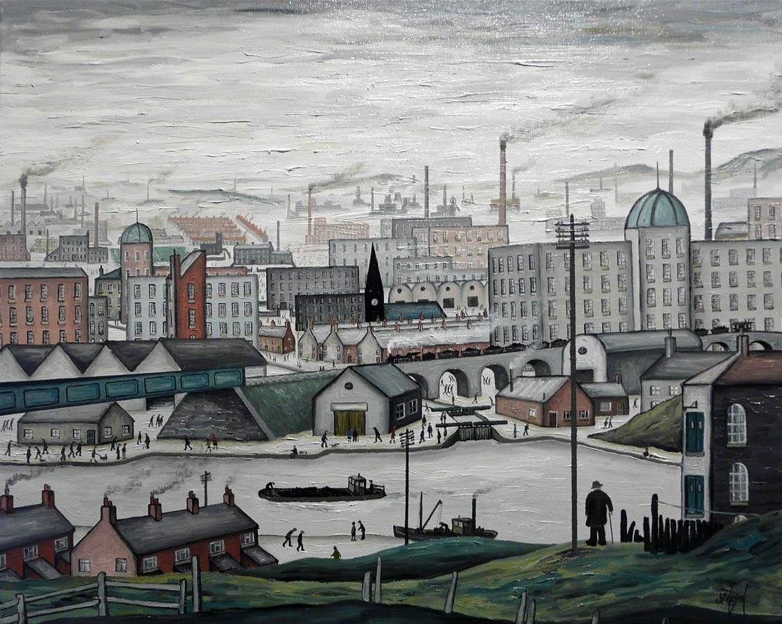 The Canal by John D Wilson, Lowry | Northern | Industrial | Nostalgic | Train | Transport | Water