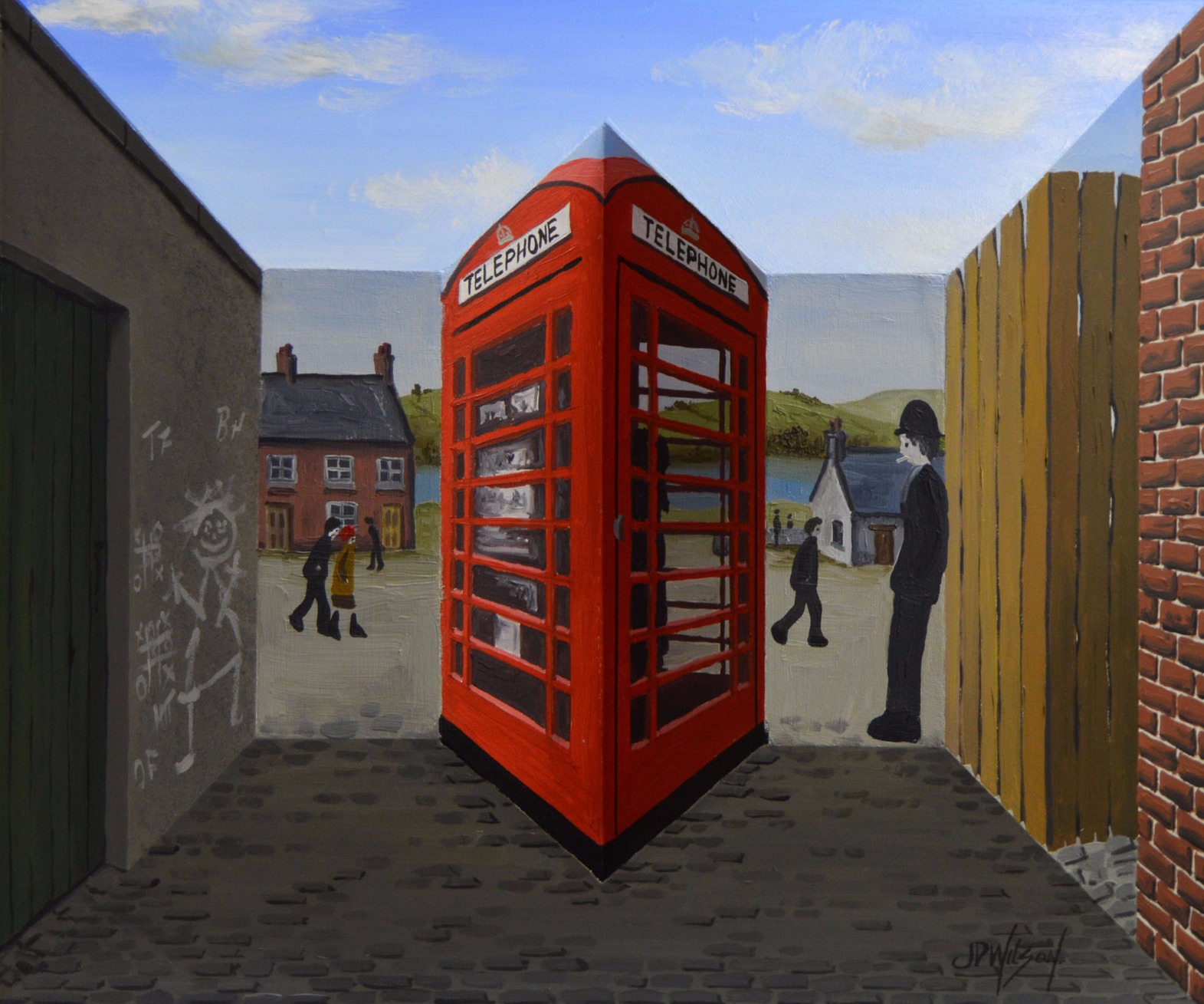 Waiting for the Telephone by John D Wilson Waiting for the Telephone by John D Wilson, Lowry | 3D | Naive | Industrial | Landscape