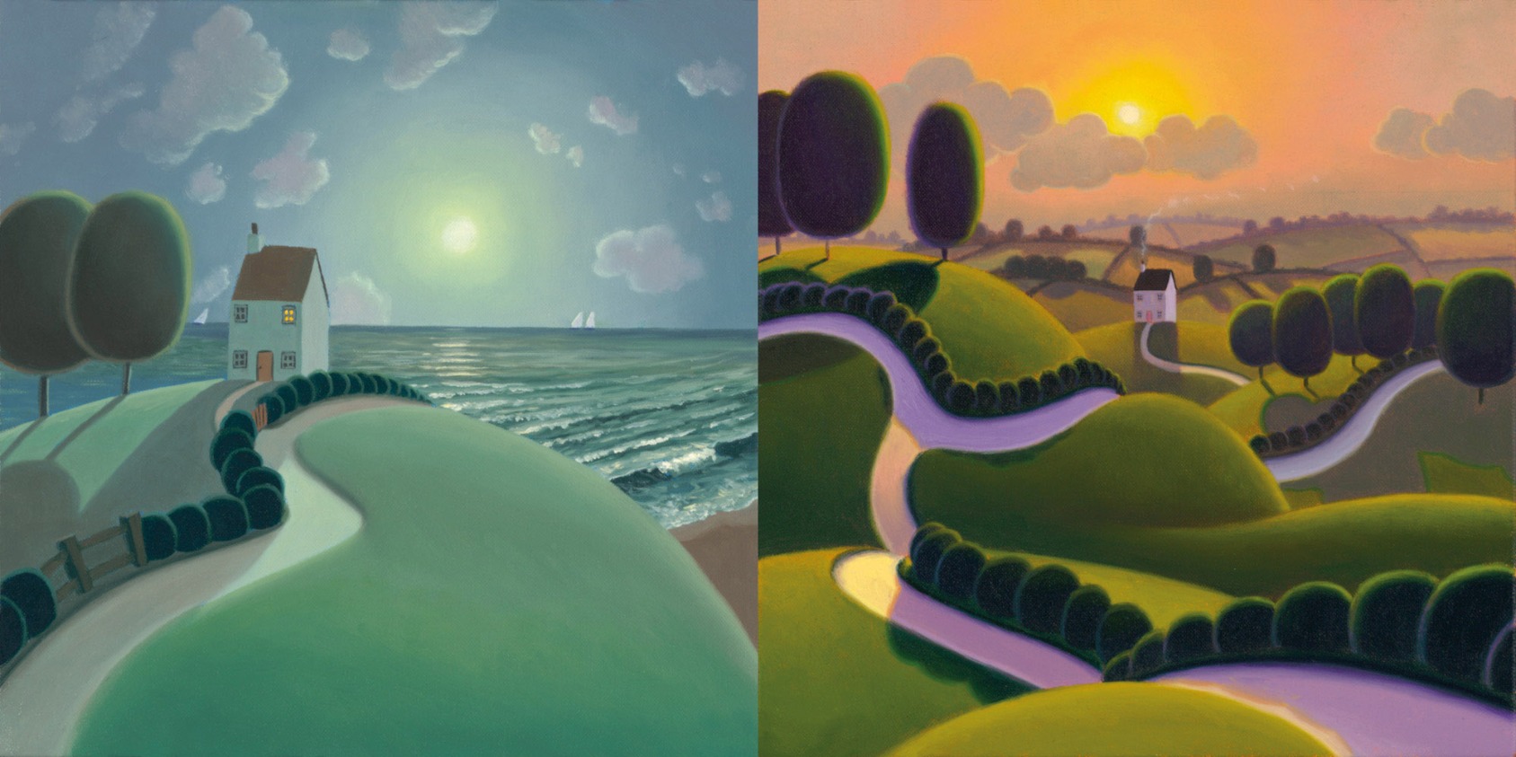 Rare Matching Pair by Paul Corfield Rare Matching Pair by Paul Corfield, Rare | Customer Sale | Landscape | Naive