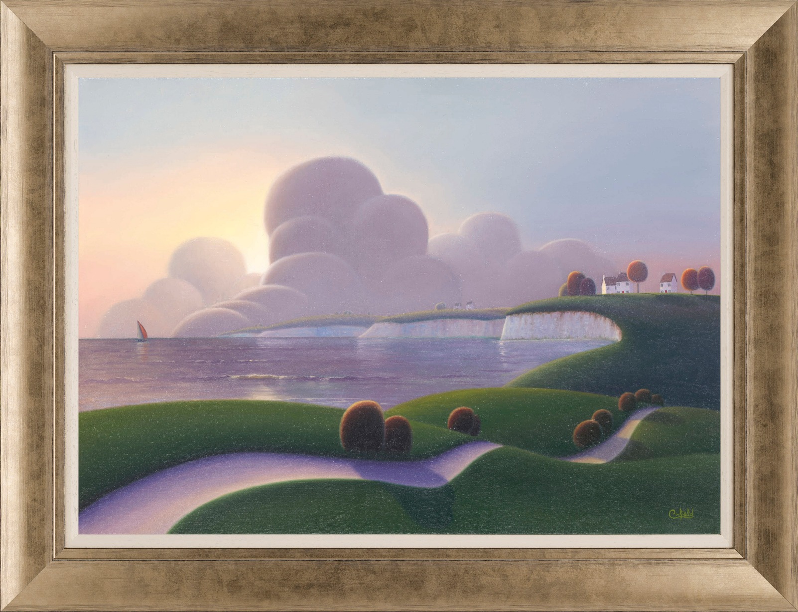 Sailing by by Paul Corfield, Landscape | Naive