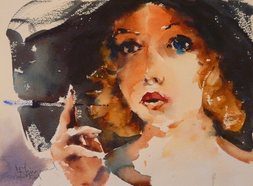 The Black Hat by Trevor Lingard, Nostalgic | Figurative | Romance | Love