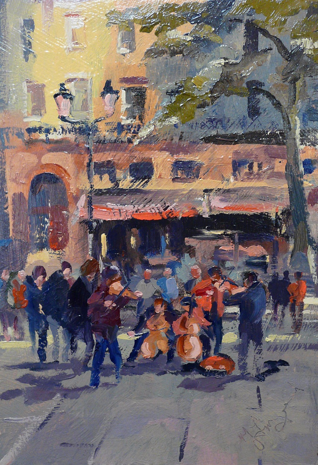 Paris Buskers by Trevor Lingard, Figurative | Abstract | Landscape